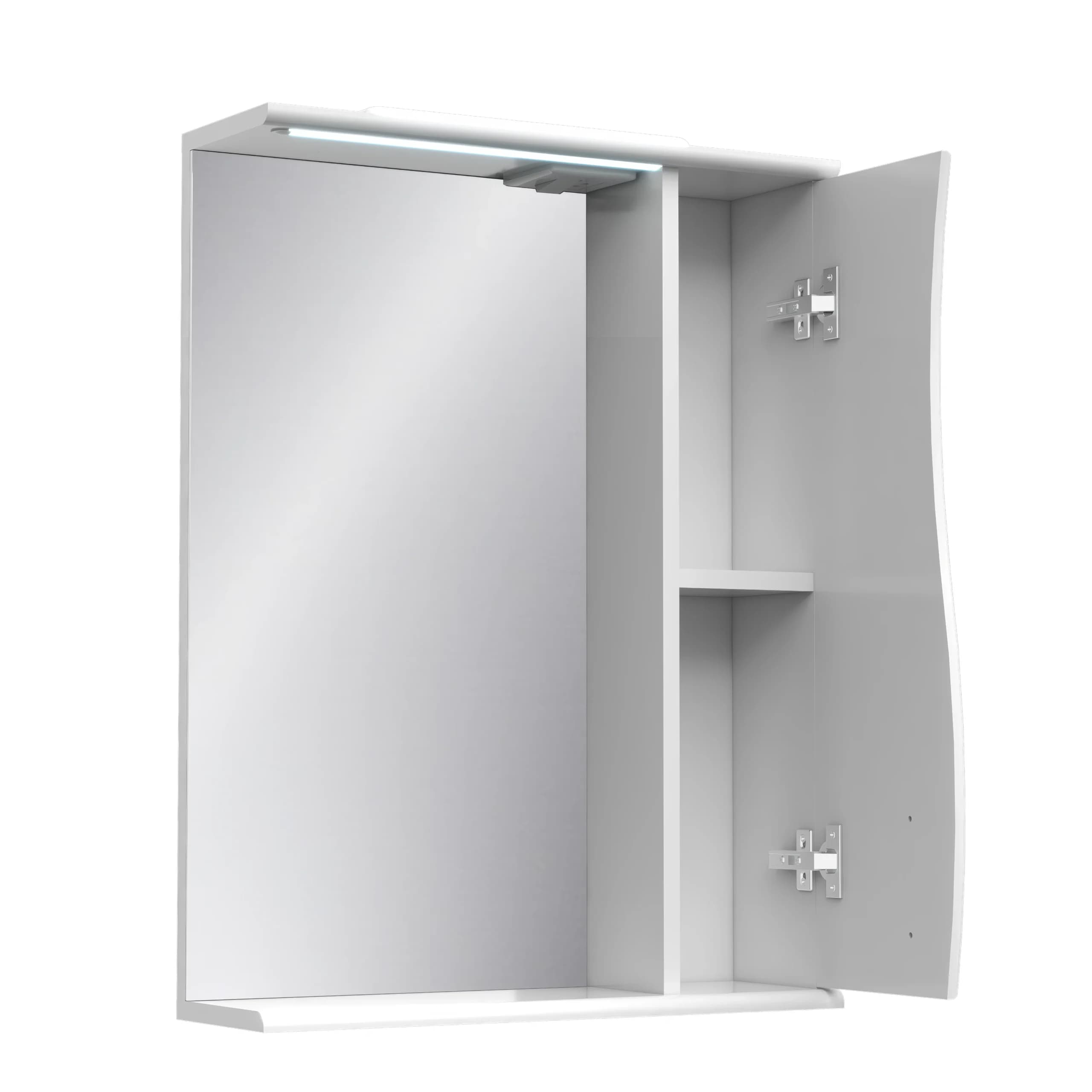 Illuminated mirror with cabinet and socket (Khvylia)