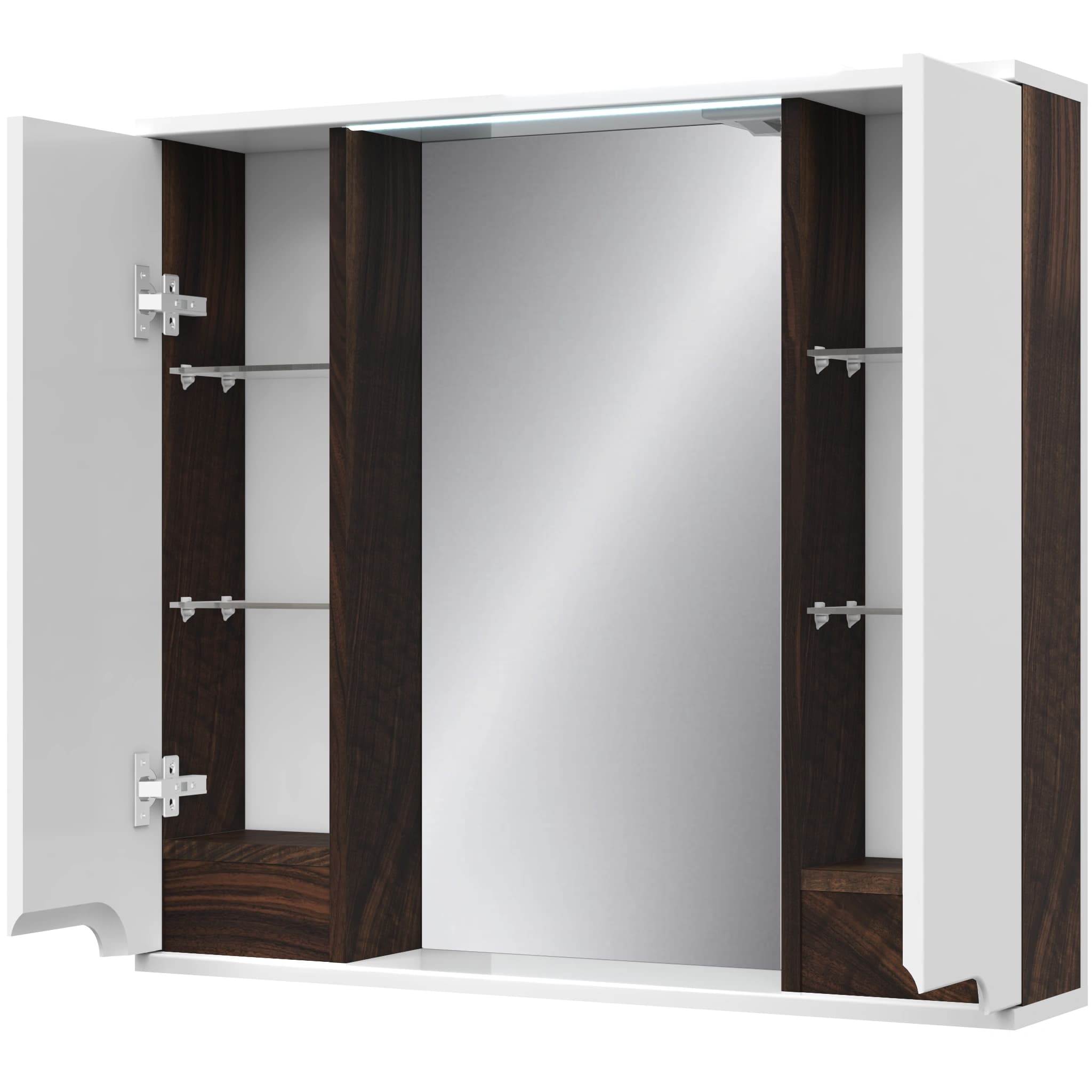 Illuminated mirror “Verona” with 2 full-length cabinets, 80 (wenge)