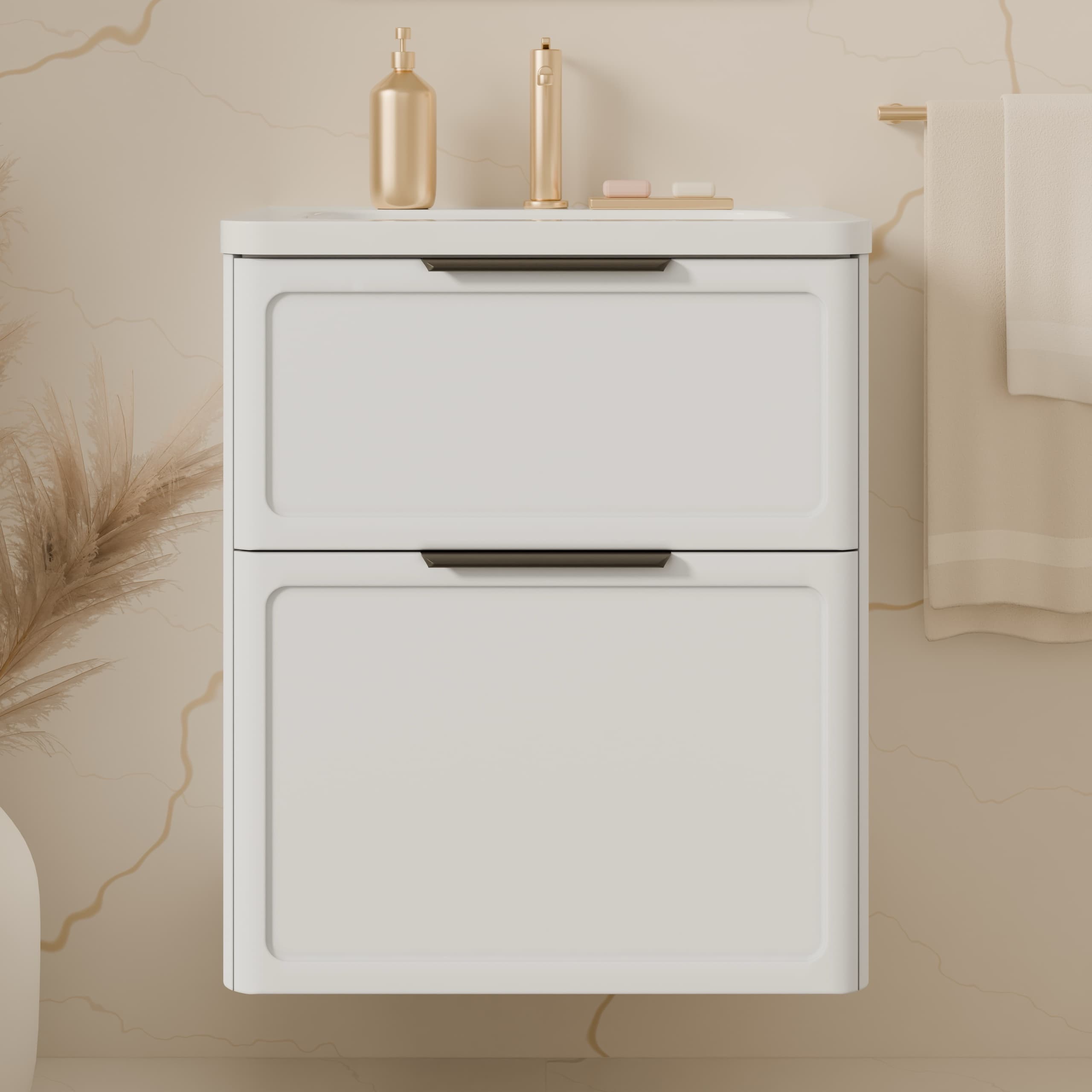 Universal vanity unit “Royal” with Veritas washbasin (white, legs and wall brackets included)