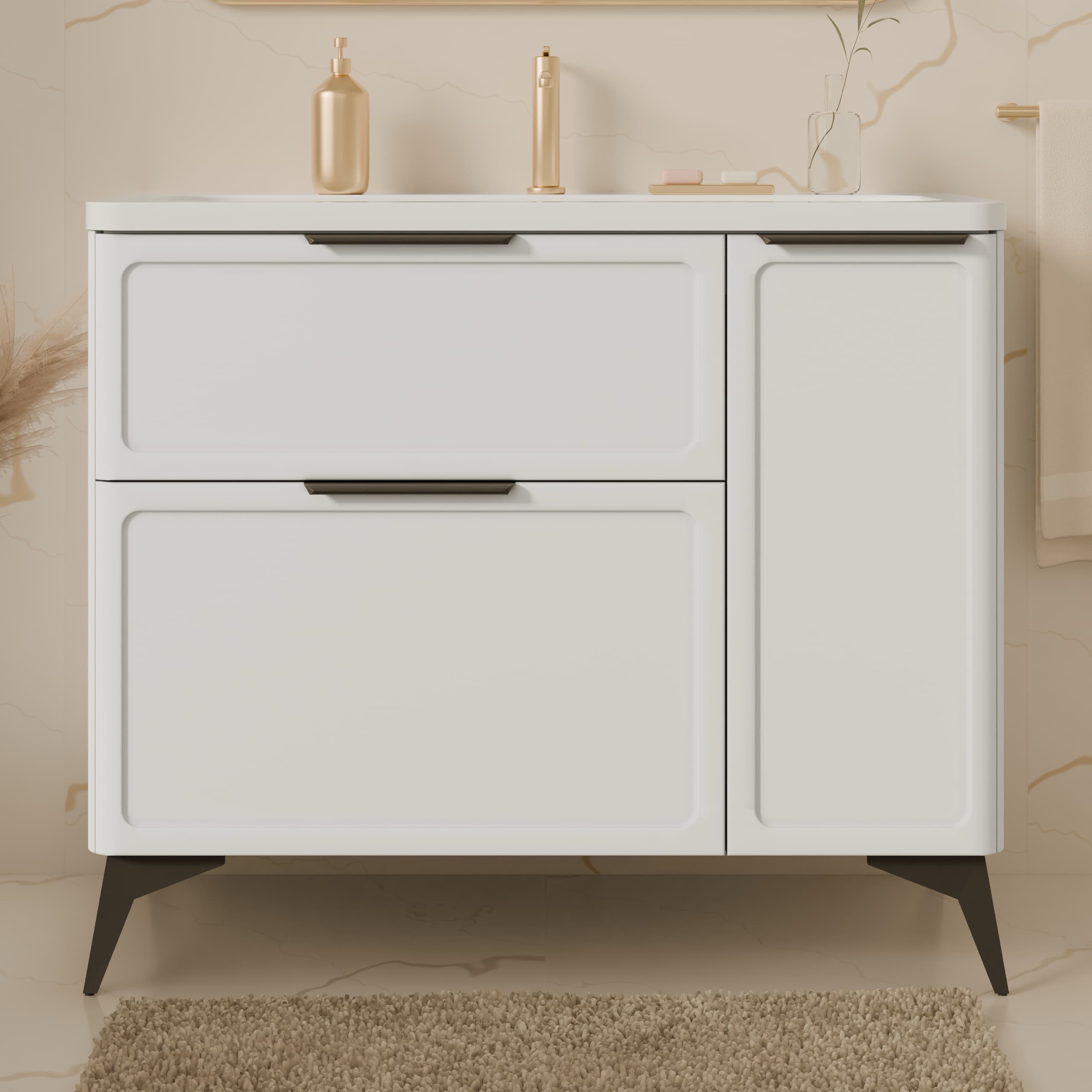 Mueble universal “Royal” con lavabo Veritas (blanco, patas y colgadores incluidos)