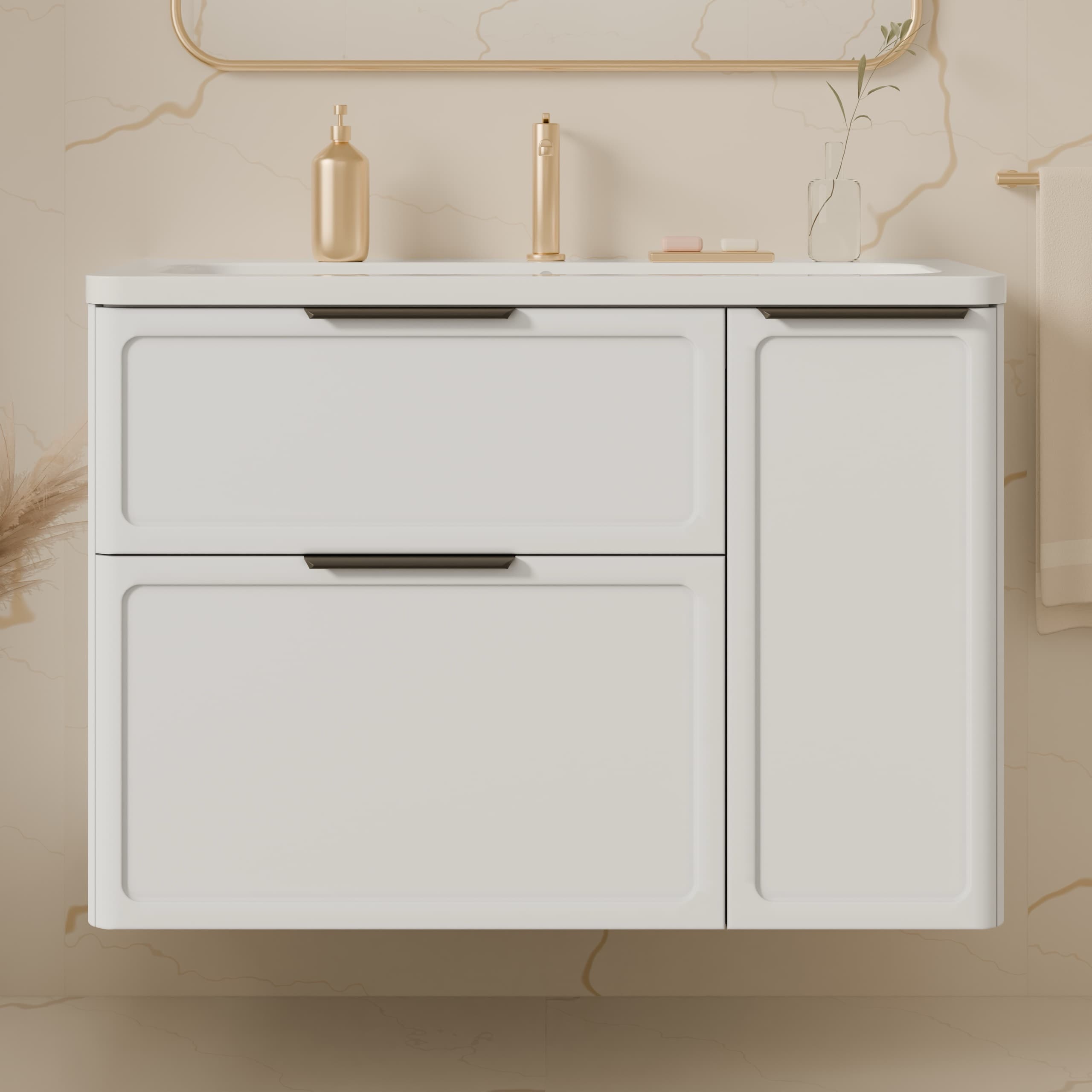 Mueble universal “Royal” con lavabo Veritas (blanco, patas y colgadores incluidos)
