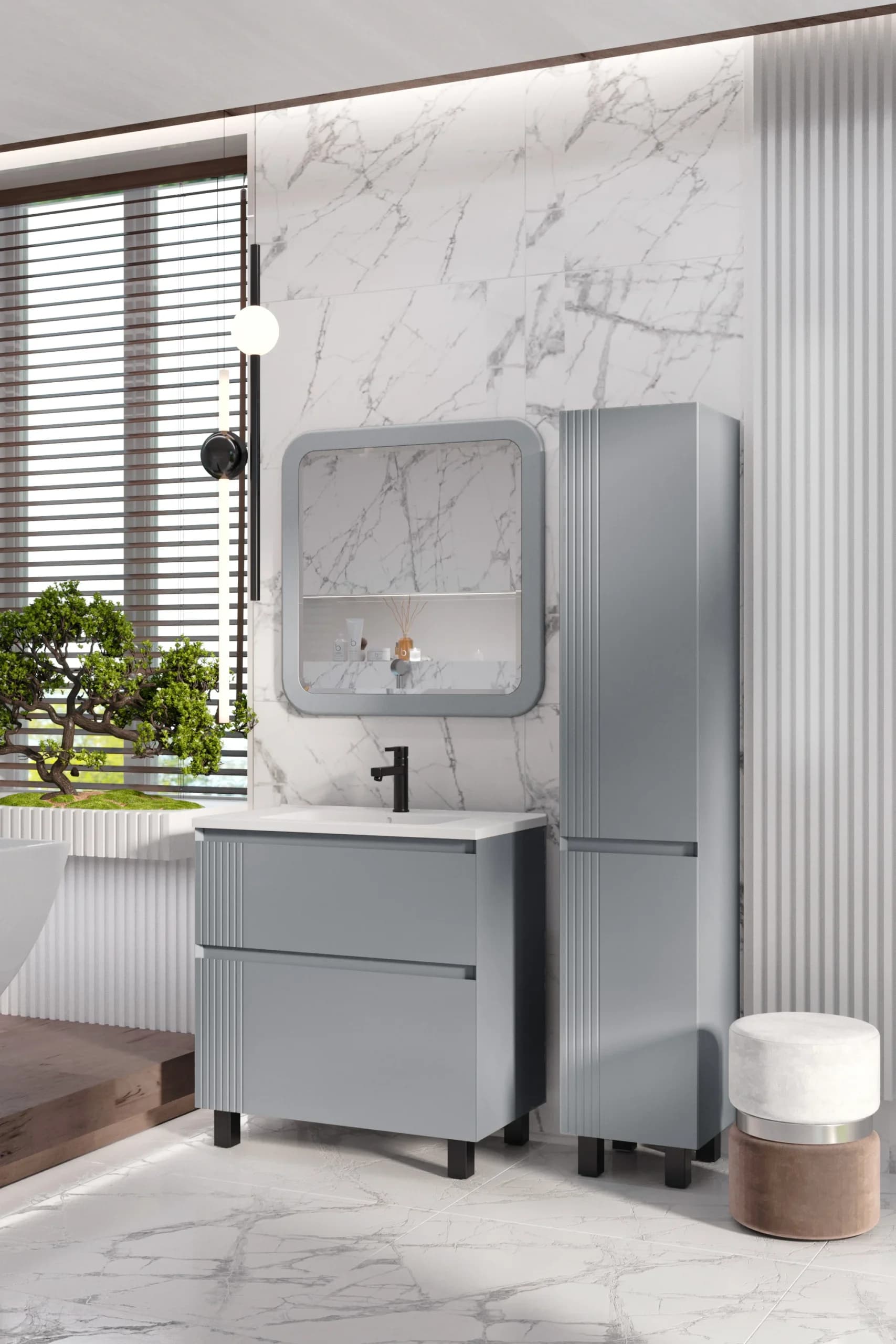 Floor-standing vanity unit “Rodeo” with Rodeo 70 washbasin (white)