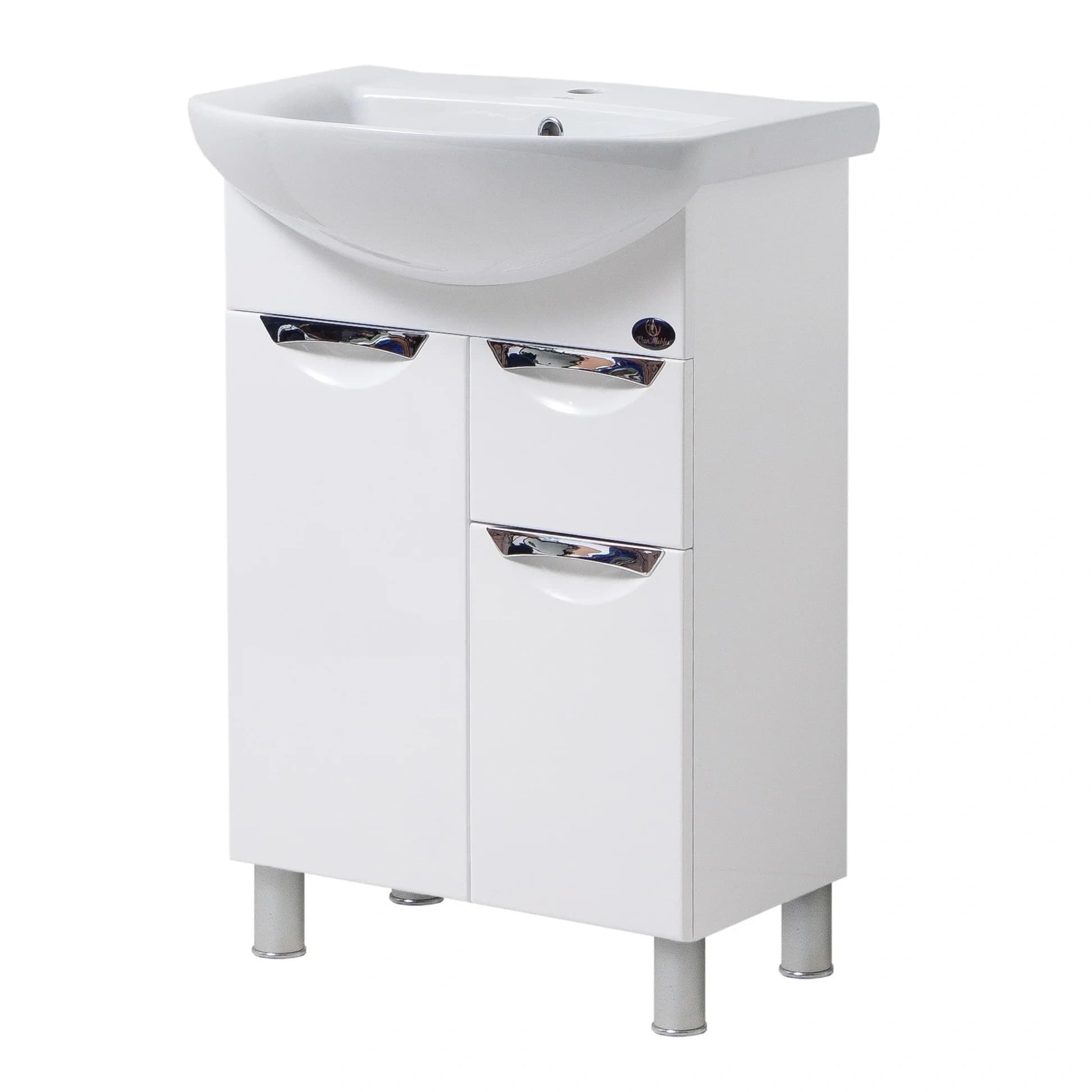 Vanity unit “Lora” with “Omega 65” washbasin (with drawer, recessed handle)