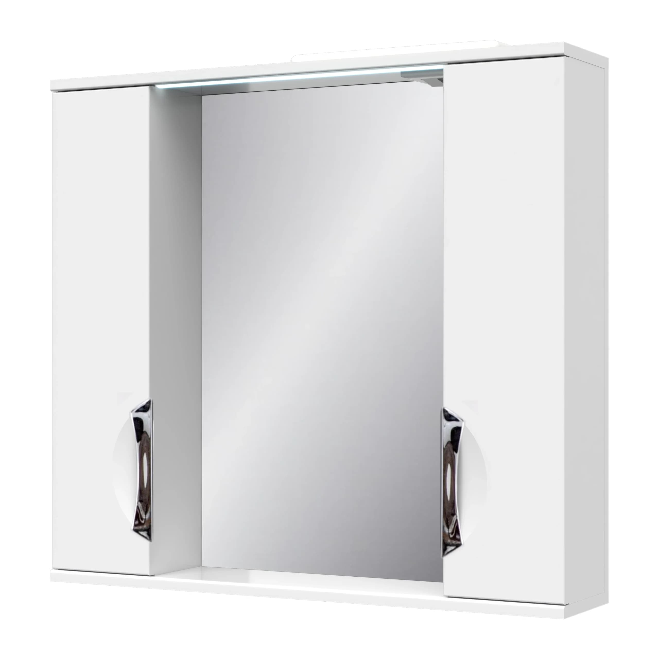 Illuminated mirror “Lora” with 2 cabinets, 80 (recessed handle)