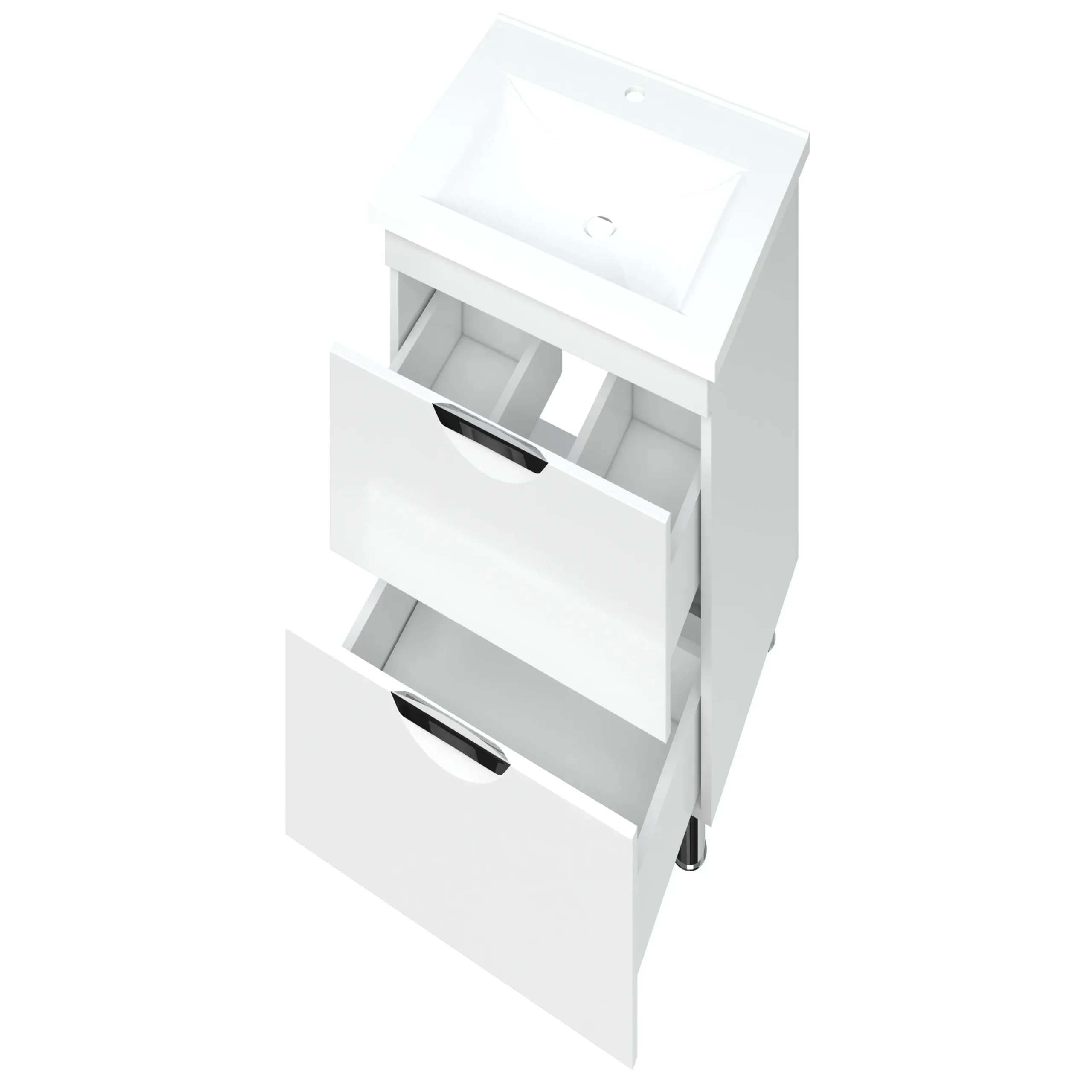 Vanity unit “Lora” with “Gloria 60” artificial stone washbasin, 2 drawers, recessed handle, concealed runners