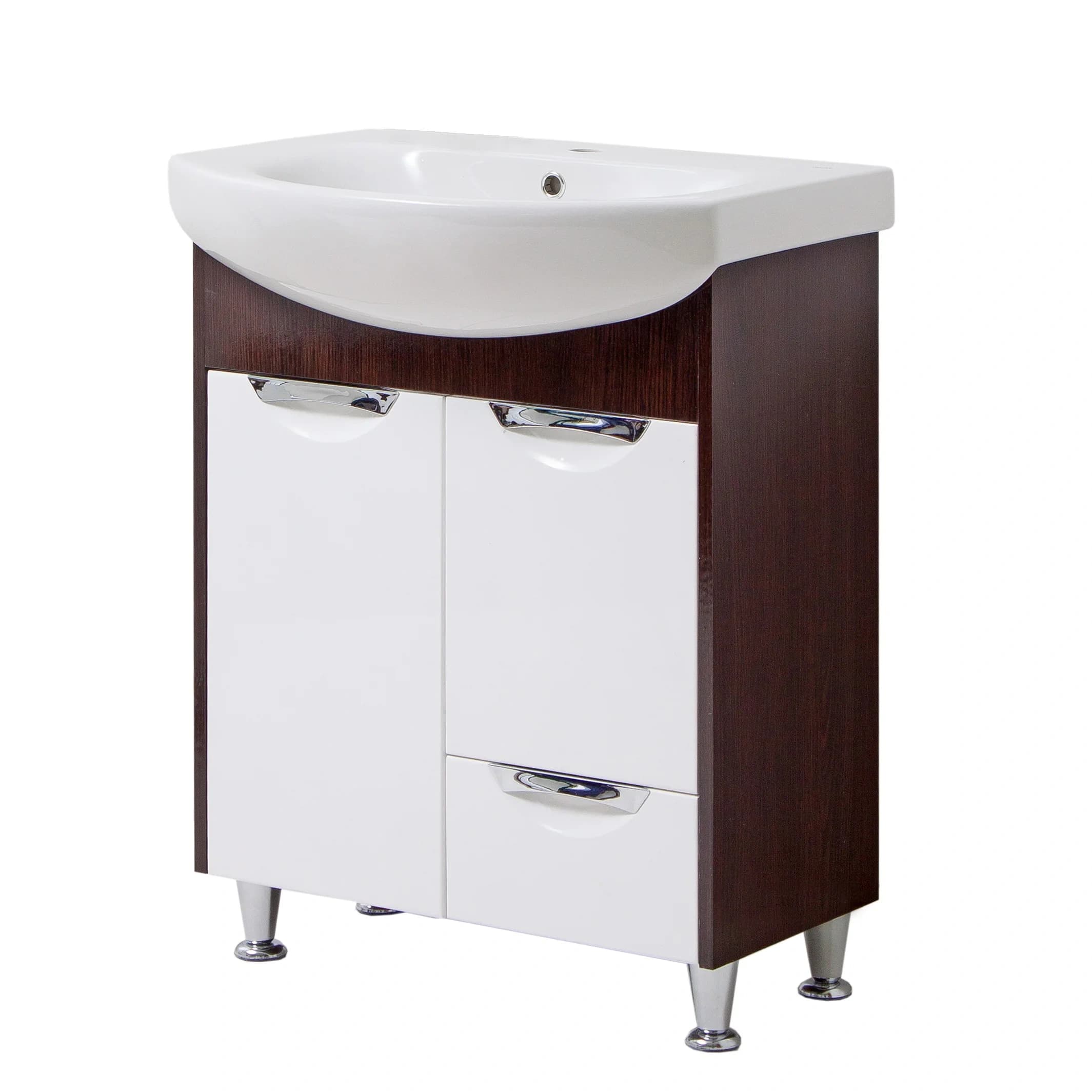 Vanity unit “Wenge” with Lotos/RUNA 70 washbasin and drawer (recessed handle)