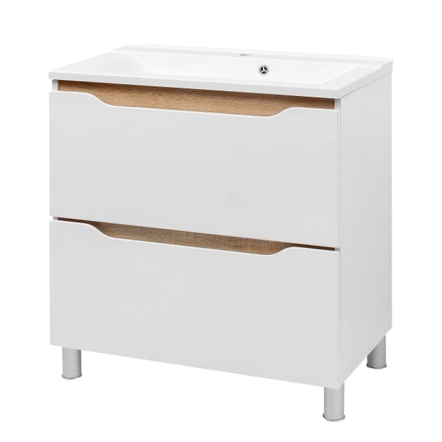 Meuble sous-vasque sur pieds “Amelia” (chêne Sonoma, 600 mm, avec vasque “Como”)