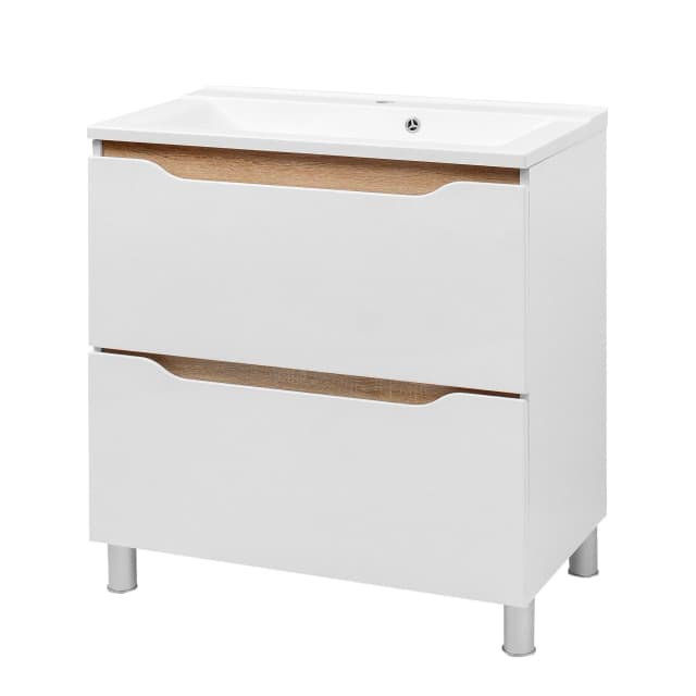 Meuble sous-vasque sur pieds “Amelia” (chêne Sonoma, 700 mm, avec vasque “Como”)