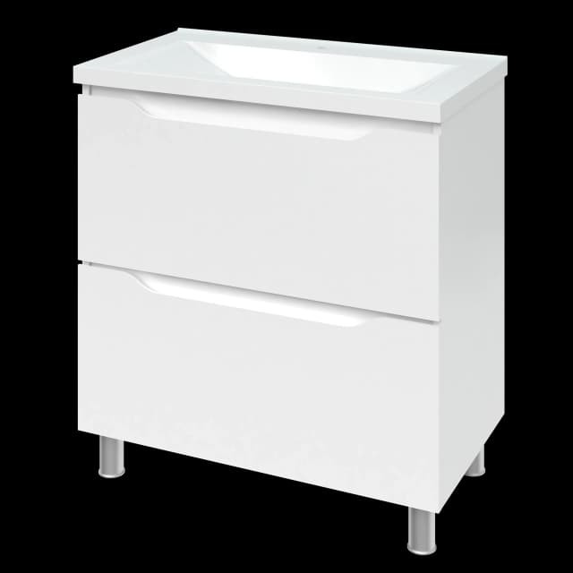 Meuble sous-vasque sur pieds “Amelia” (blanc, 700 mm, avec vasque “Como”)