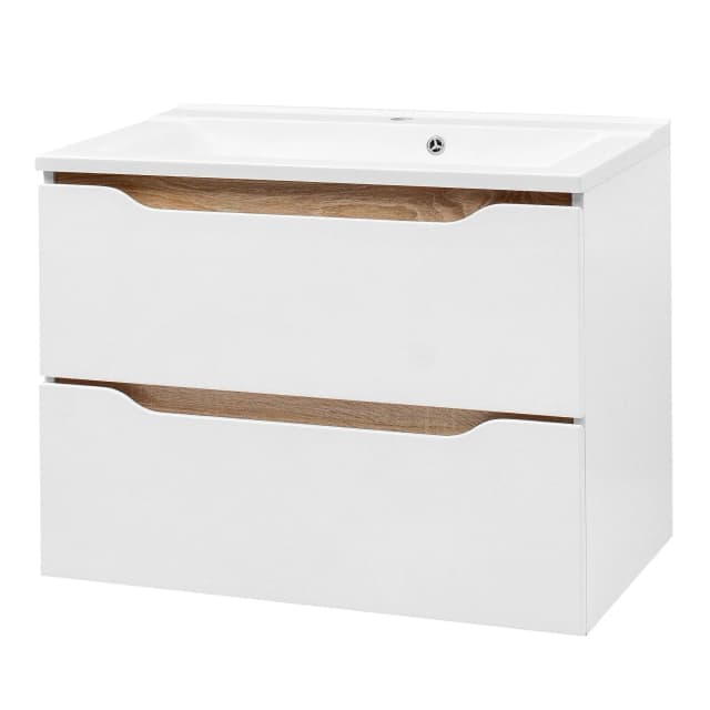 Meuble sous-vasque suspendu “Amelia” (chêne Sonoma, 700 mm, avec vasque “Como”)