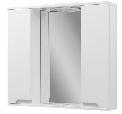 Дзеркальна шафа на два шкафчика з підсвіткою 80 біла 000004179 фото