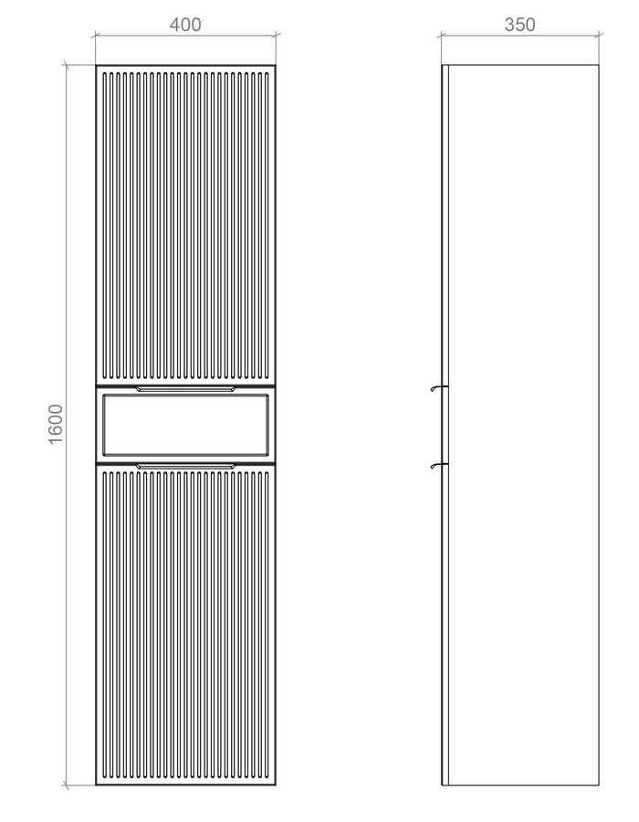 Підвісний пенал "Адель" шириною 40 см, білого кольору, відкриття ліворуч 000007491 фото